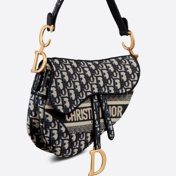 Dior Handbags - Dior Blue Oblique Embroidery Saddle Bag Bundle(Pre-owned)